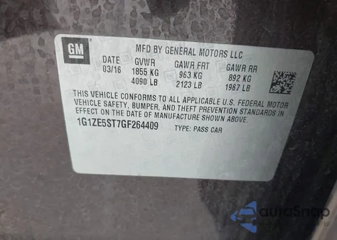 2016 Chevrolet Malibu 1Lt from USA, damaged, VIN 1G1ZE5ST7GF264409